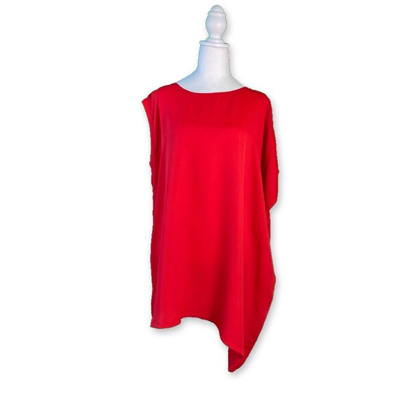 CHICO'S BLACK LABEL | Red Asymmetrical Round Neck Sleeveless Tunic | Size 1 - Picture 1 of 6